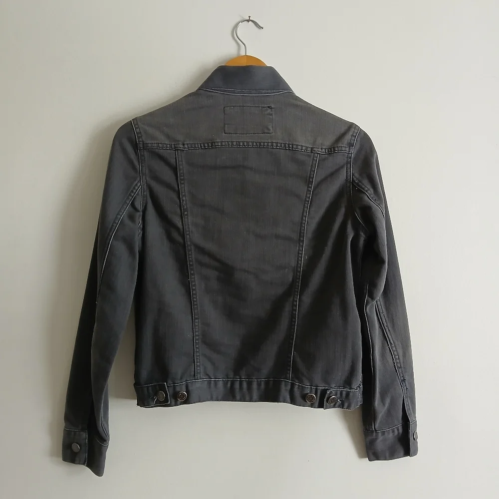 The Limited Jean Jacket Black Gray Size Small Trucker Denim Jacket Cotton Blend